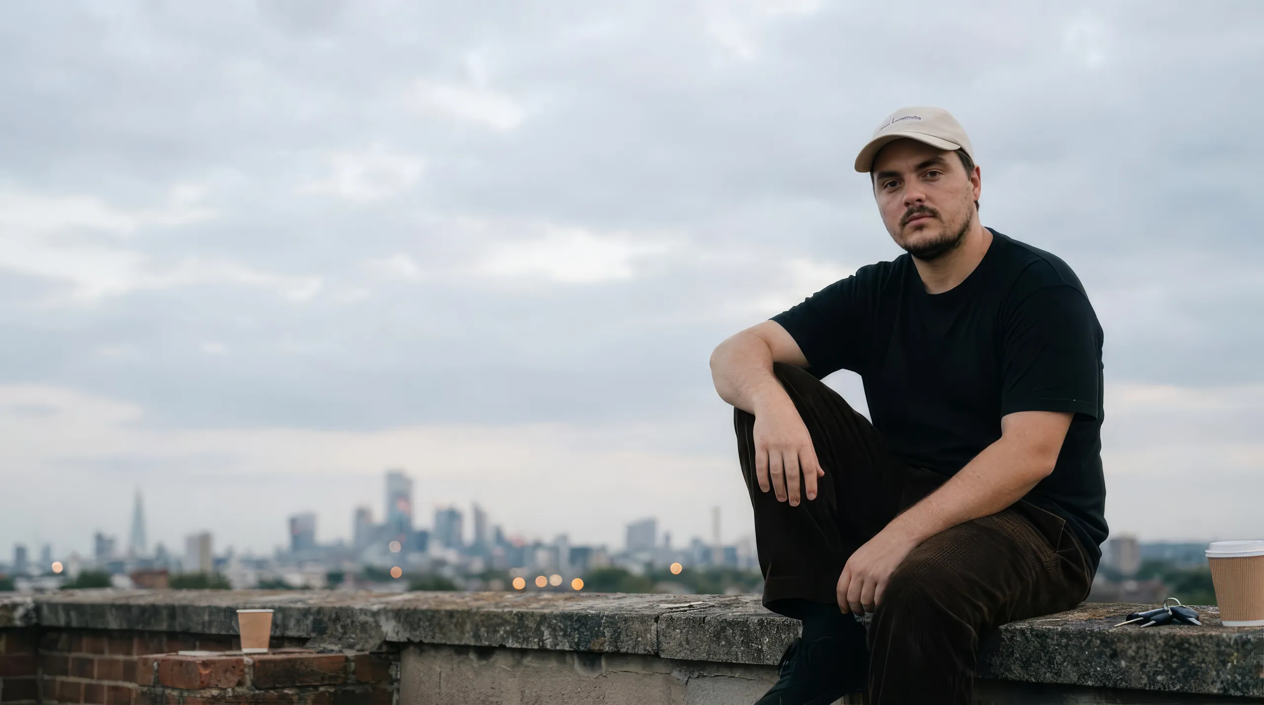 Callum Wells leaning on a fence on a Yorkshire footpath